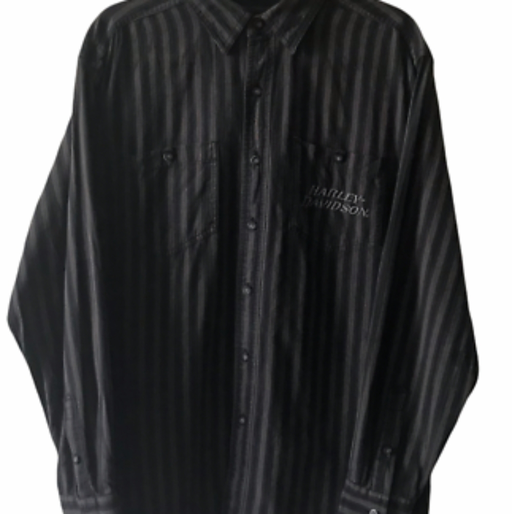 Harley Davidson Black Striped Button Down Long Sleeve Shirt